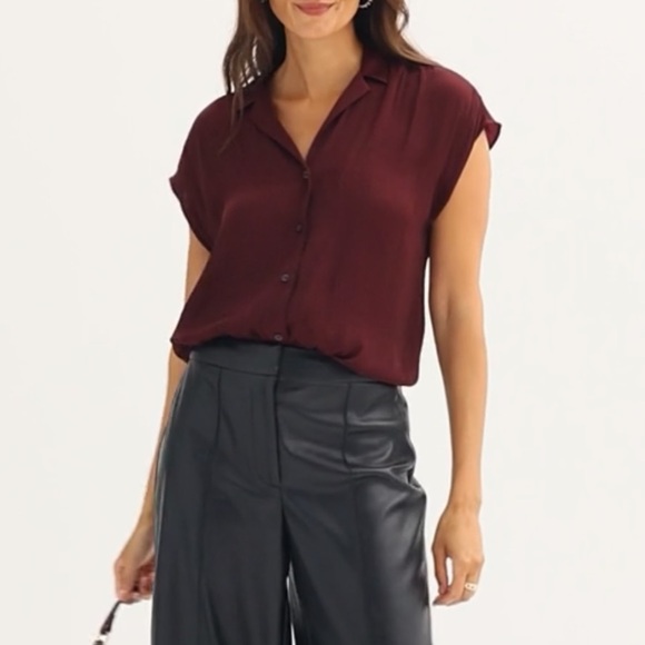 Nine West Tops - NINE WEST Short Sleeve Maddie Plum Blouse